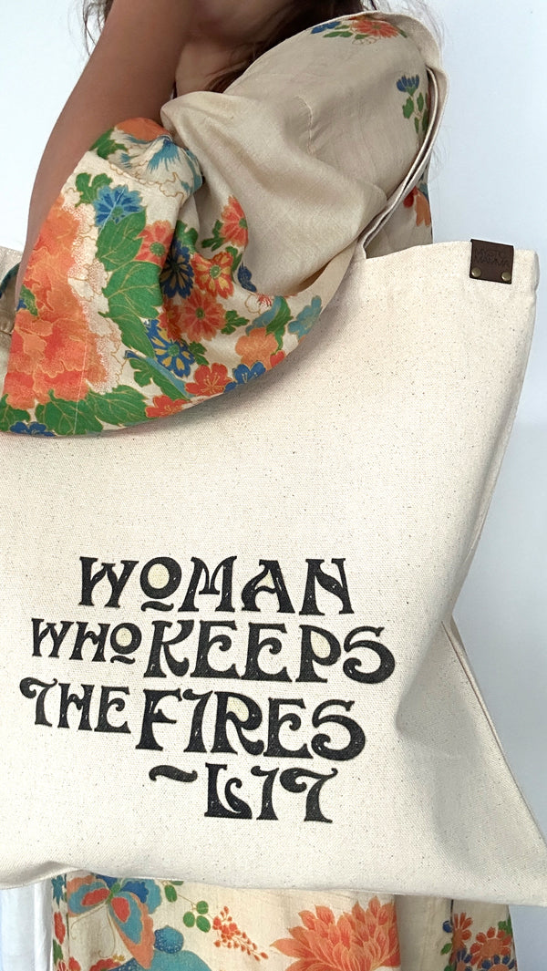 WOMAN WHO KEEPS THE FIRES LIT TOTE'MM